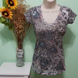 🐞PEACOCK FEATHERS print shirt